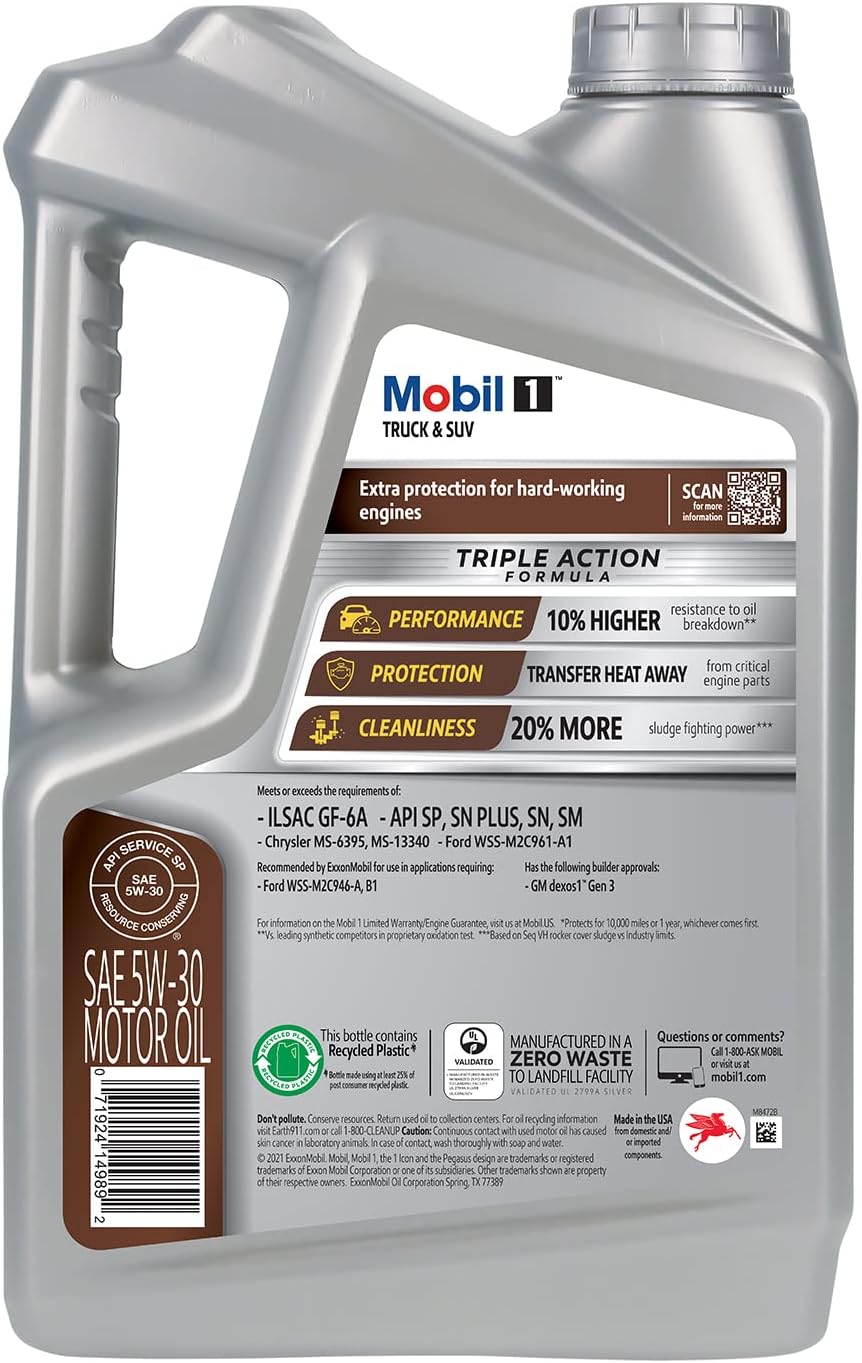 Mobil 1 Truck &amp; SUV Full Synthetic Motor Oil 5W-30, 5 Quart