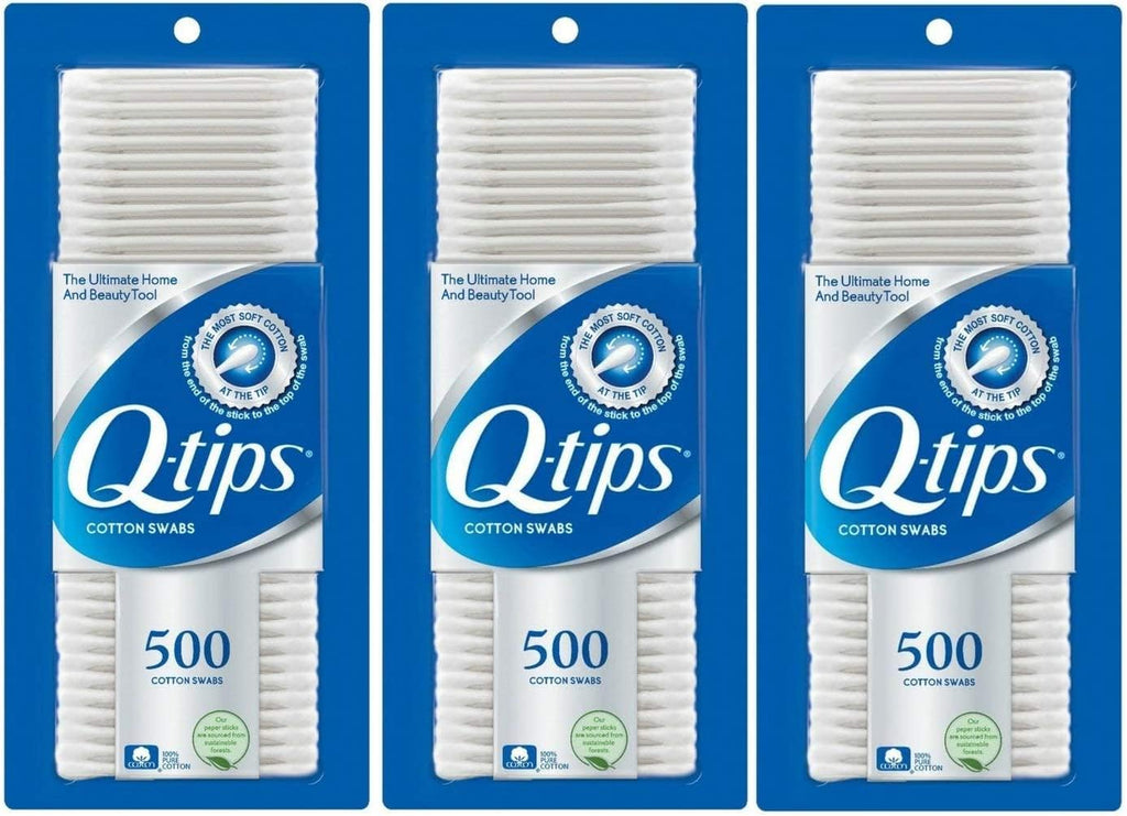 Q-tips Cotton Swabs, 500 Count (Pack of 3)