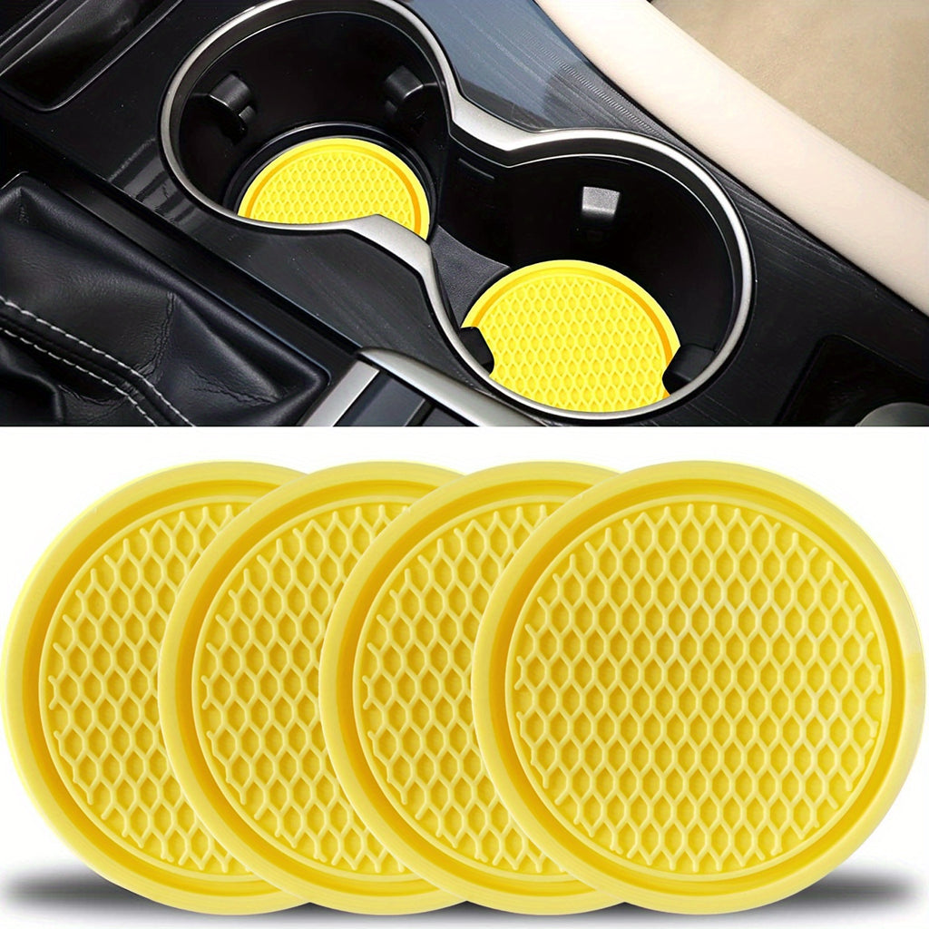 4pcs Car Cup Coasters, Universal Non-Slip Cup Holders Embedded In Ornaments Coaster, Car Interior Accessories Fit Car Accessories