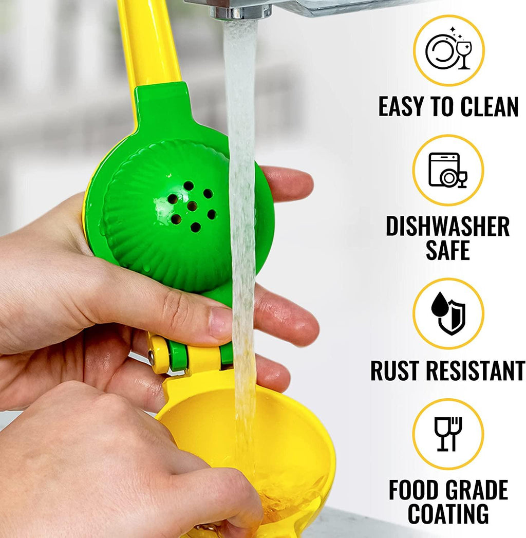 Zulay Metal 2-In-1 Lemon Lime Squeezer - Hand Juicer Lemon Squeezer - Max Extraction Manual Citrus Juicer