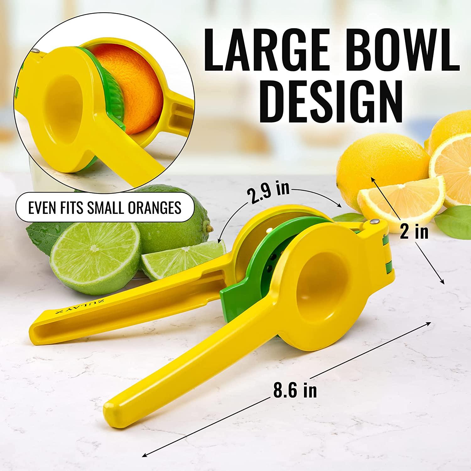 Zulay Metal 2-In-1 Lemon Lime Squeezer - Hand Juicer Lemon Squeezer - Max Extraction Manual Citrus Juicer