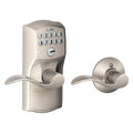 Camelot Satin Nickel Electronic Door Lock with Accent Door Lever