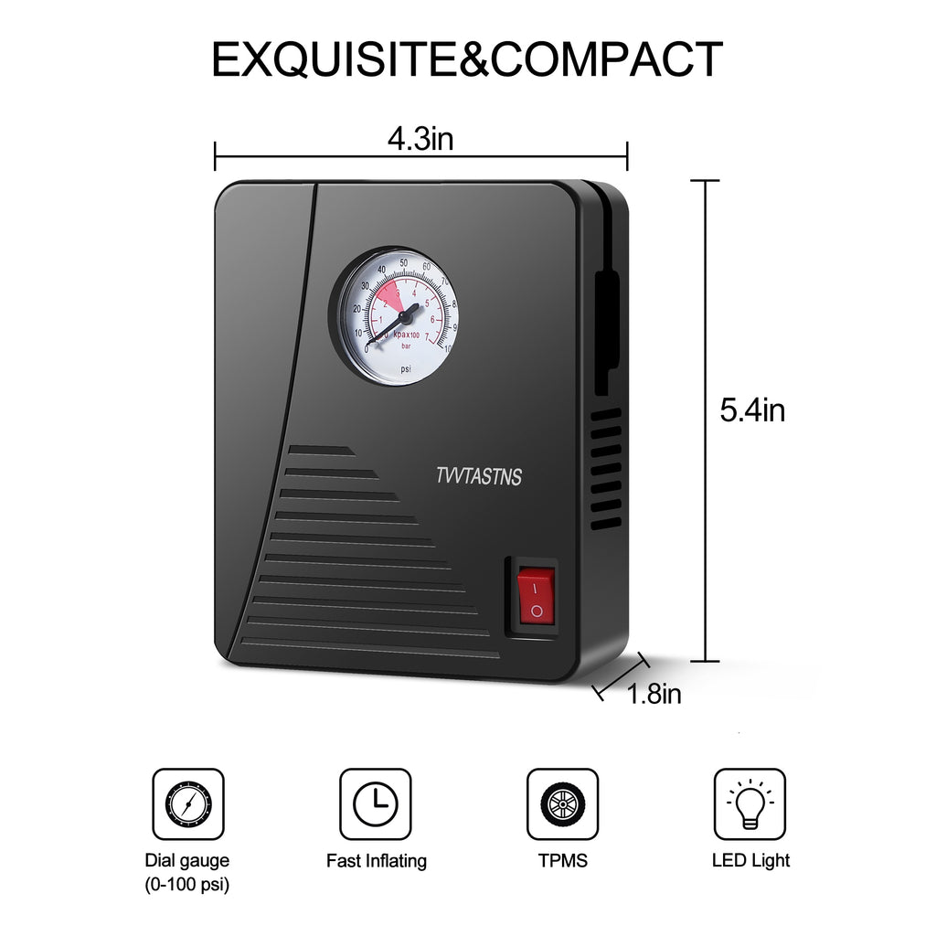 Air Compressor Tire Inflator Portable Air Pump For Car Tires 12V DC Auto Tire Pump 100PSI With LED Light For Car, Bicycle, And Other Inflatables