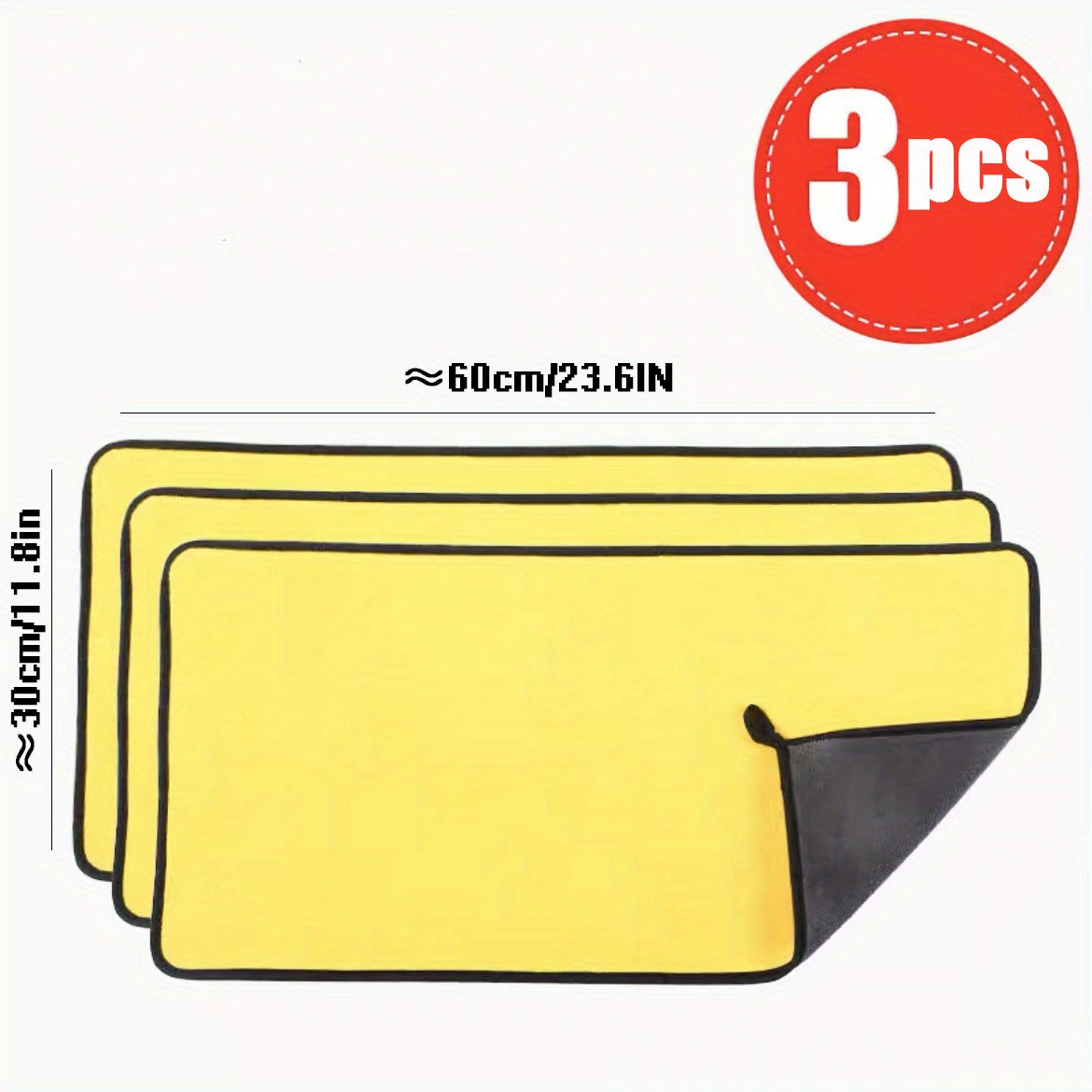 3pcs Super Absorbent Microfiber Car Wash Towels - Perfect For Interior Cleaning!