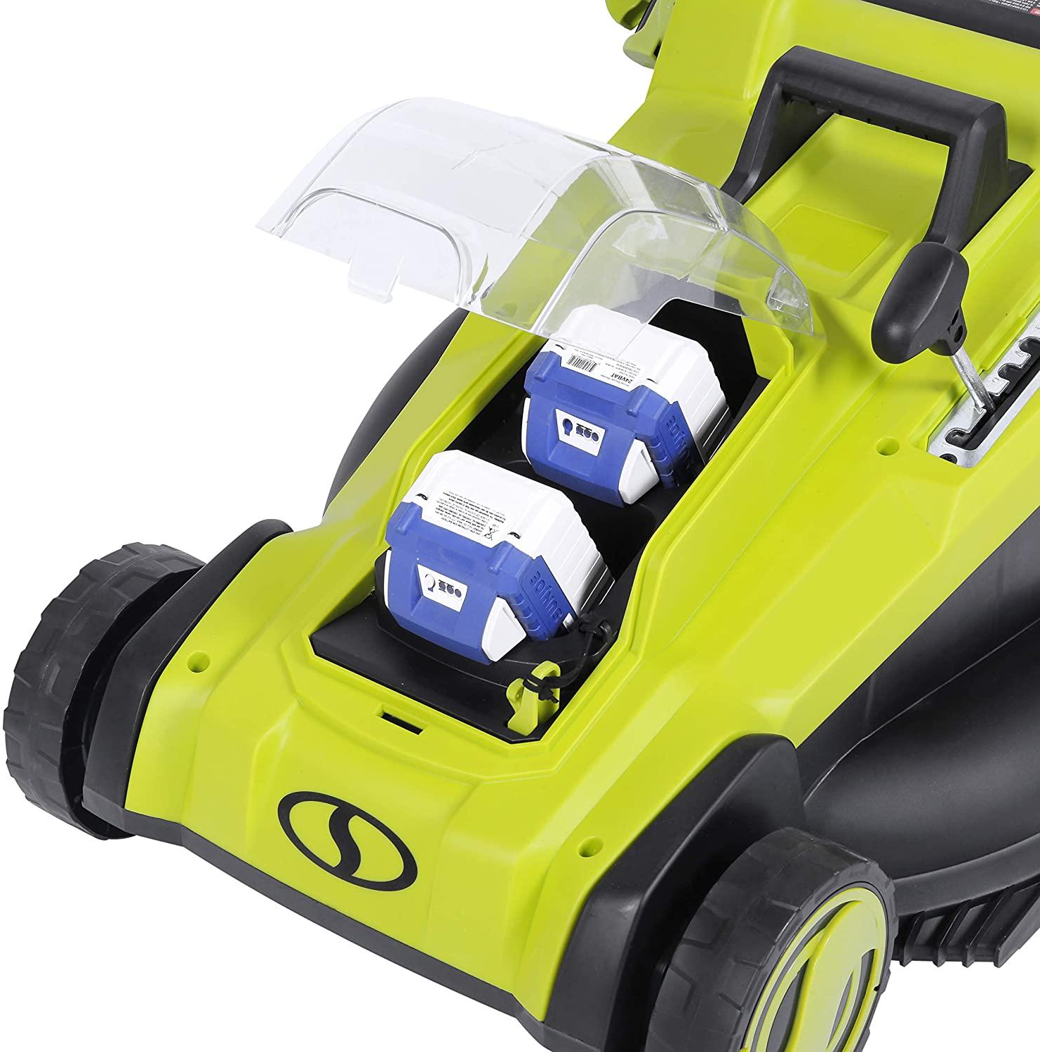 Sun Joe 24V-X2-17LM 48-Volt 17-Inch Mulching Walk-Behind Lawn Mower w/11-Gallon Grass Catcher & 6-Position Height Adjustment, Included, Cordless, Kit (w/ 2X 4.0-Ah Battery and Charger)