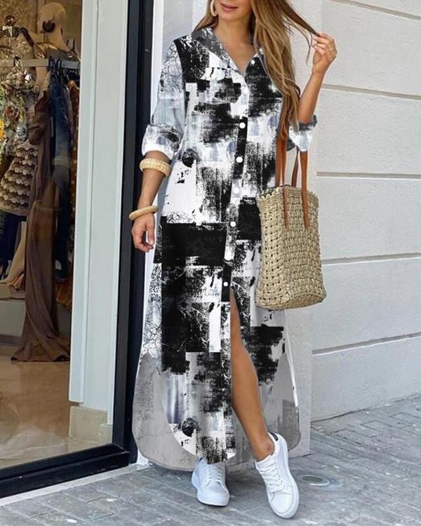 fashion letter printed casual blouse dress