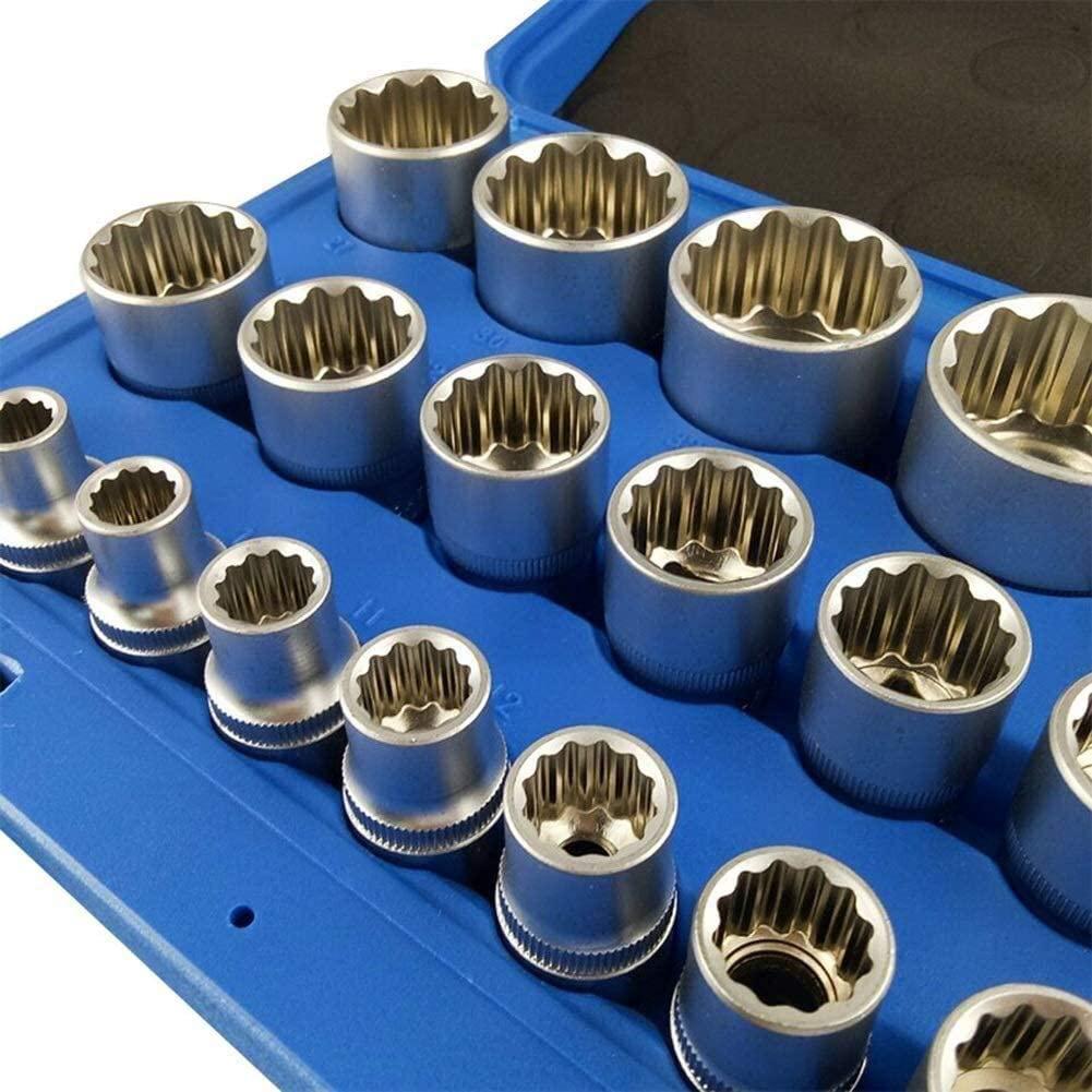 FMO16/19pcs Socket Convertor Adaptor Set Square Drive 1/2' 12-Point Impact Socket Adaptor for Car Bicycle GaraRepair Tool Set Socket Wrench Sets,Hand Tool Sets