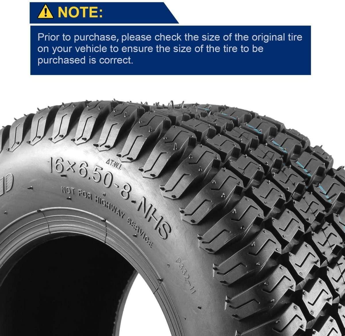 Set of 4 Lawn Mower Turf Tires 16x6.5-8 Front & 23x10.5-12 Rear 4PR Tubeless