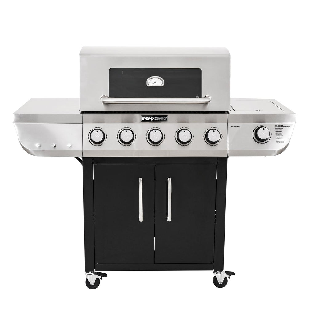 Even Embers Two Toned Five Burner Gas Grill with Window