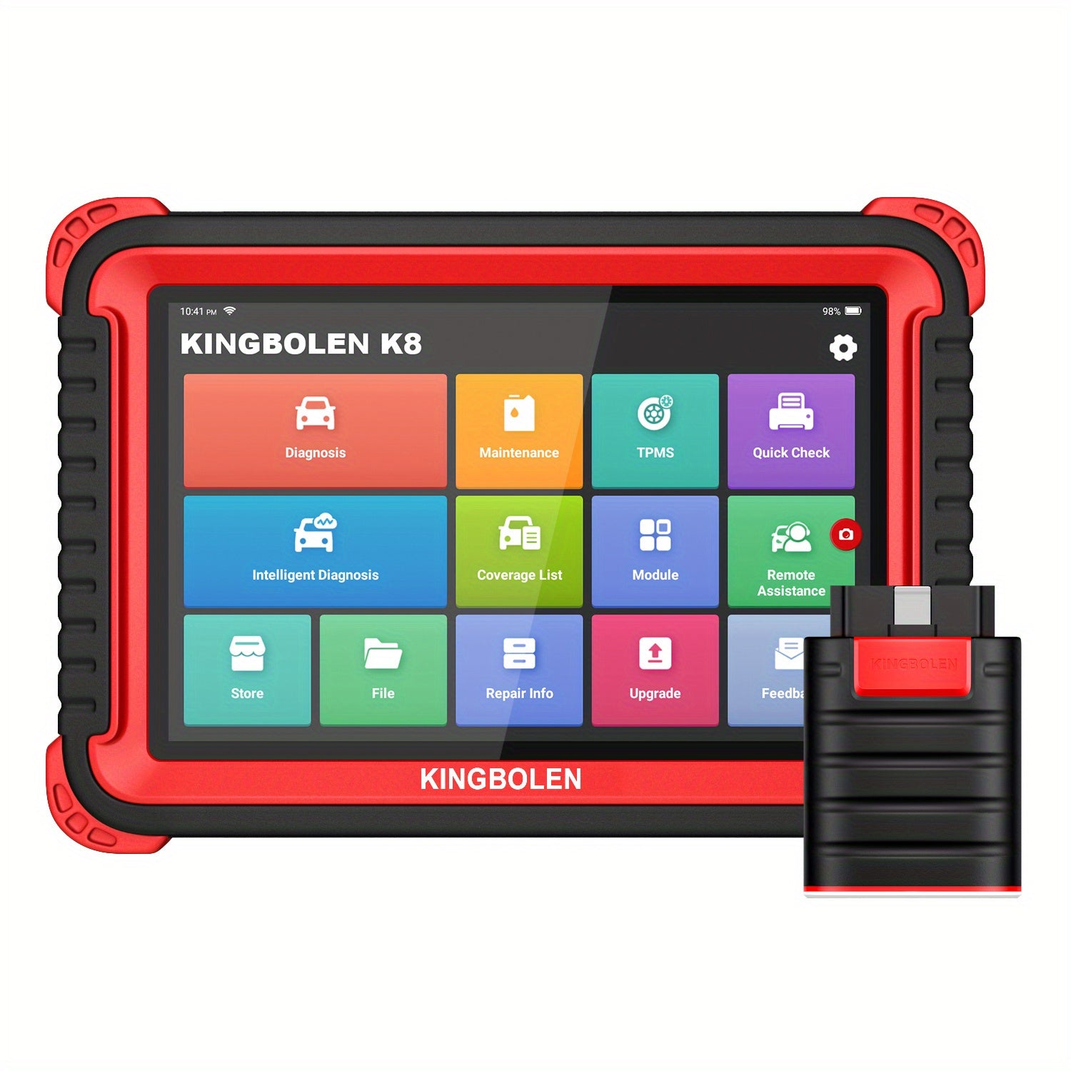 KINGBOLEN K8 Auto Full System Diagnostic Tools 28 Reset Function ECU Coding Bi-directionnal 2 Years Update OBD2 Scanner