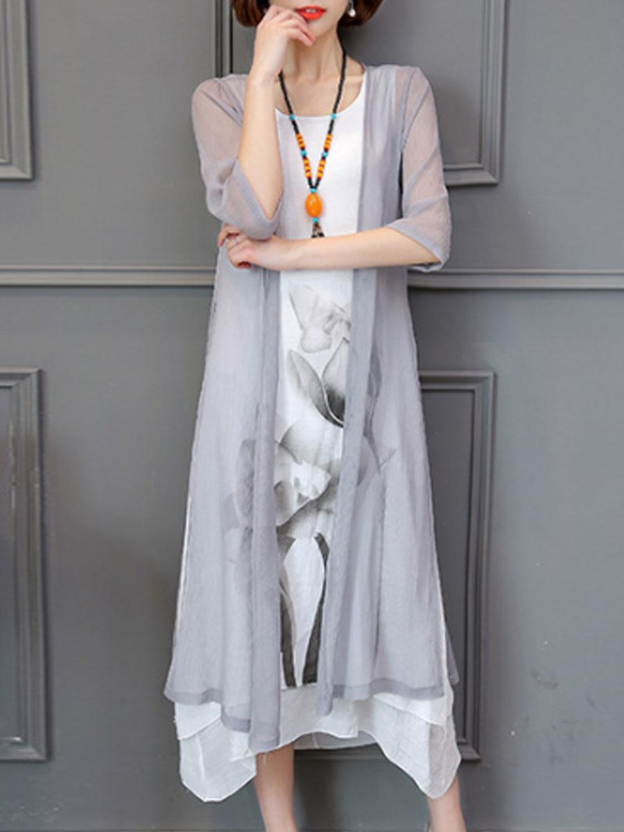 Early Autumn Sunscreen Loose Dress Two-Piece Maxi Dress