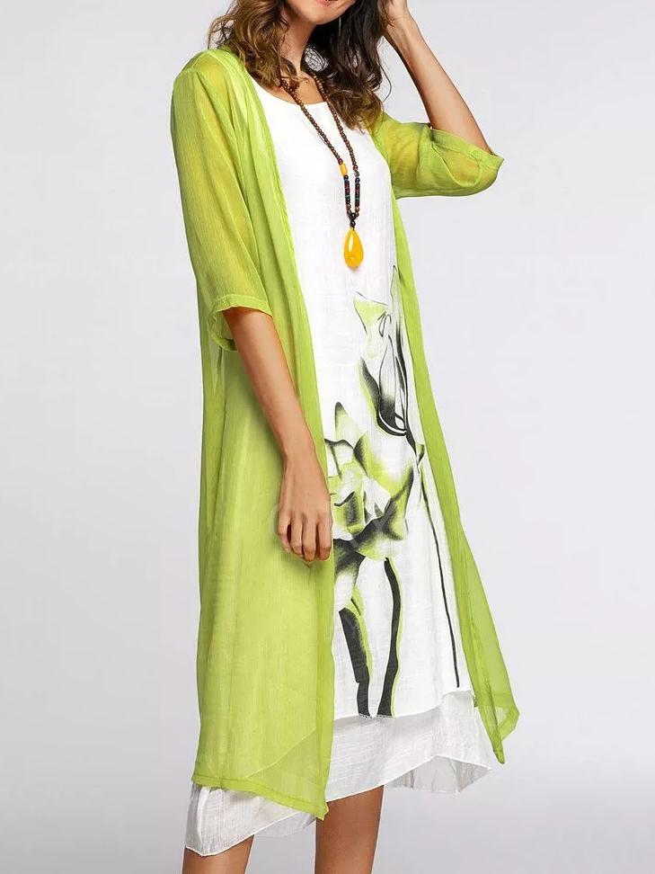Early Autumn Sunscreen Loose Dress Two-Piece Maxi Dress