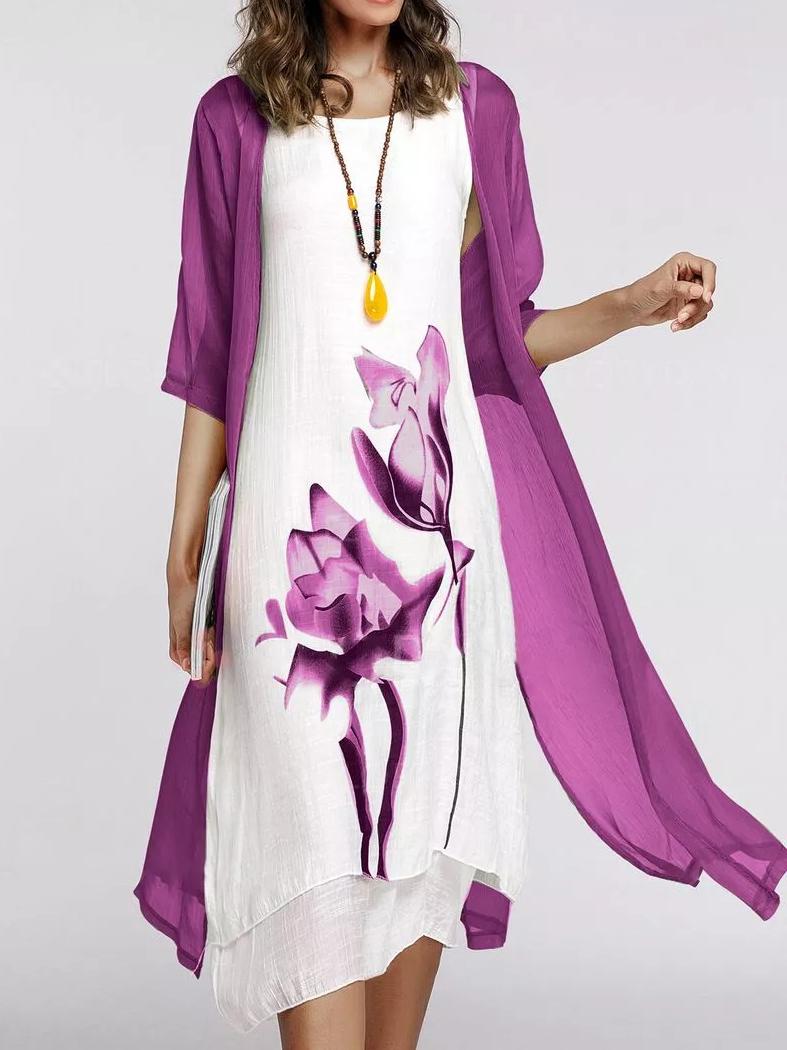 Early Autumn Sunscreen Loose Dress Two-Piece Maxi Dress