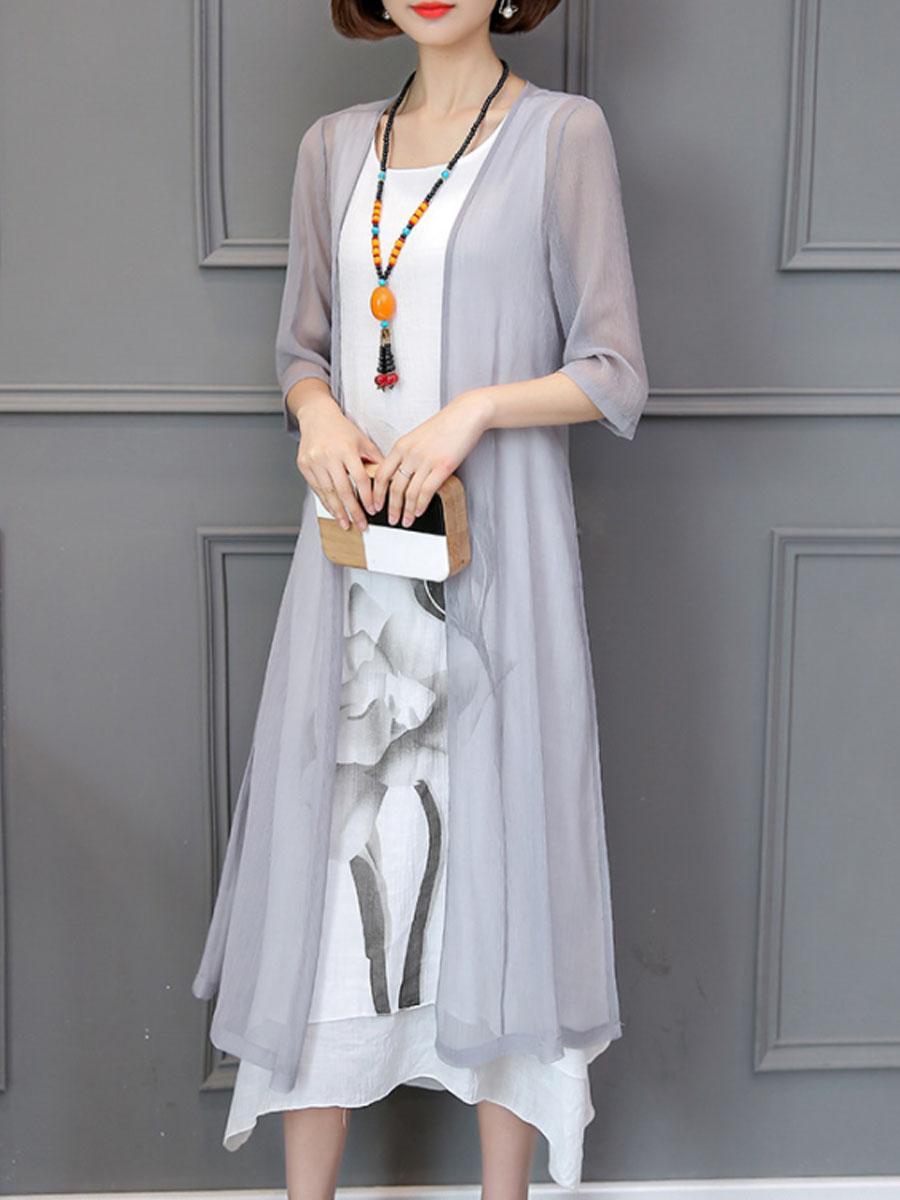 Early Autumn Sunscreen Loose Dress Two-Piece Maxi Dress