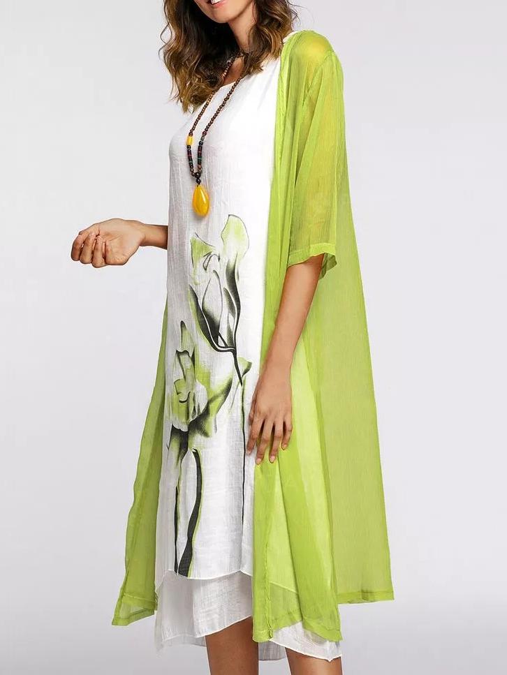 Early Autumn Sunscreen Loose Dress Two-Piece Maxi Dress