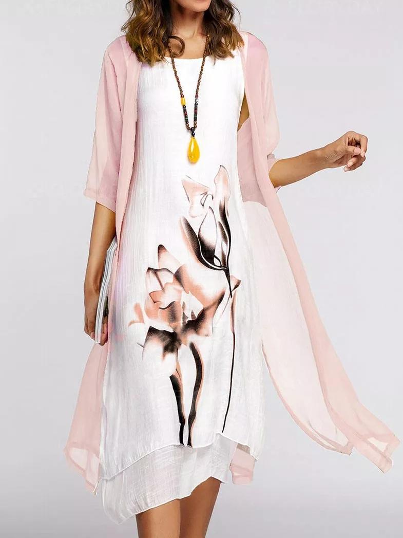 Early Autumn Sunscreen Loose Dress Two-Piece Maxi Dress