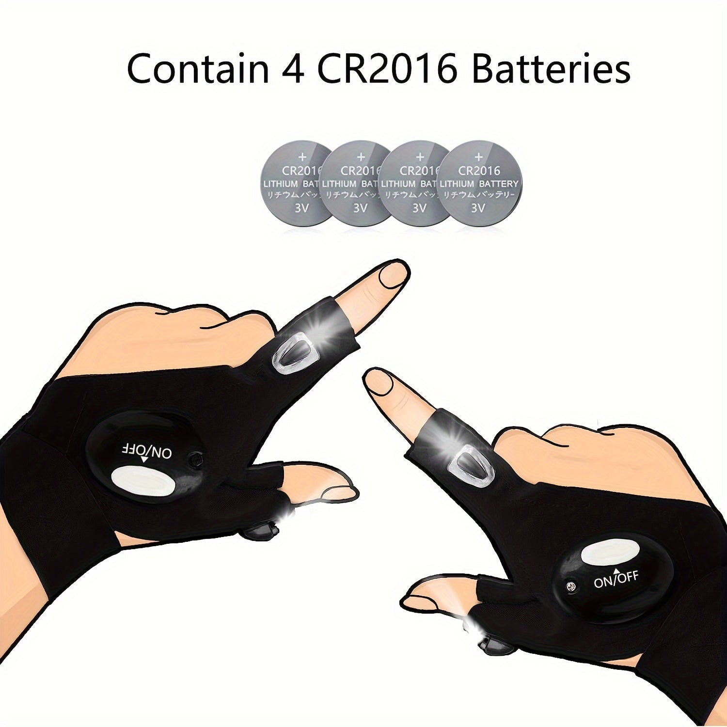 LED Flashlight Gloves-CR2016 Battery Powered (Battery Not Included), Gifts For Dad Boyfriend, Gadget Hands-Lights For Camping Fishing Repairing
