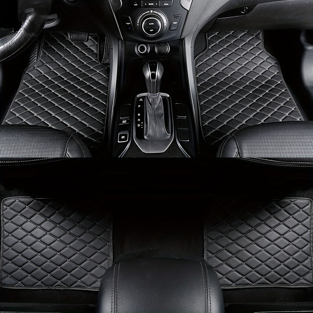 Upgrade Your Car With 4pcs Universal Waterproof Leather Car Floor Mats - Front &amp; Rear Full Set!