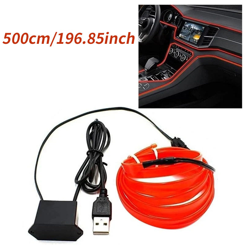 196.85inchCar Environment El Wire LED USB Flexible Neon Interior Lights Assembly RGB Light For Automotive Decoration Lighting Accessories