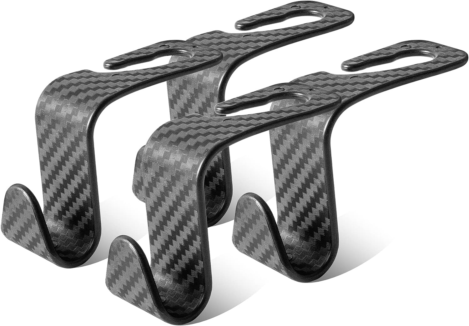 LivTee Car Seat Headrest Hook, Auto Seat Hook Hangers Organizer Interior Accessories for Purse Coats Umbrellas Grocery Bags Handbag, 4-Pack - Carbon Fiber