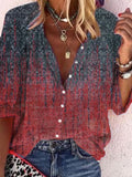Gradient Print Loose Casual Long Sleeve Blouse