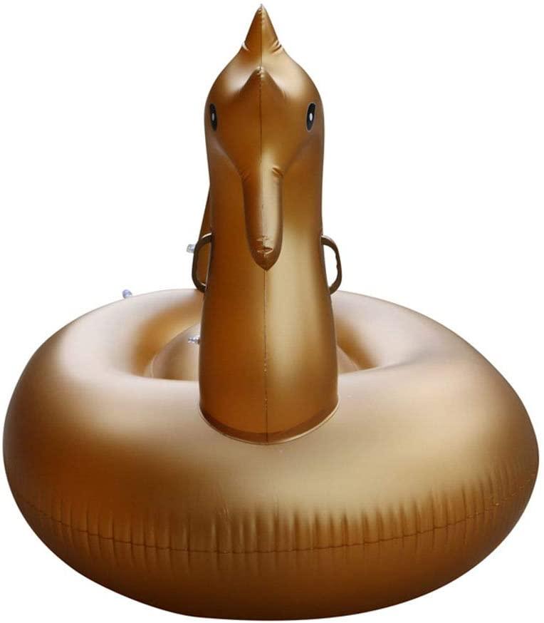 CJJC Inflatable Golden Seahorse Floating Row, 275 X 140 X 120cm Summer Outdoor Swimming Pool Floating Bed Recliner, Adult Kids Water Game Toys