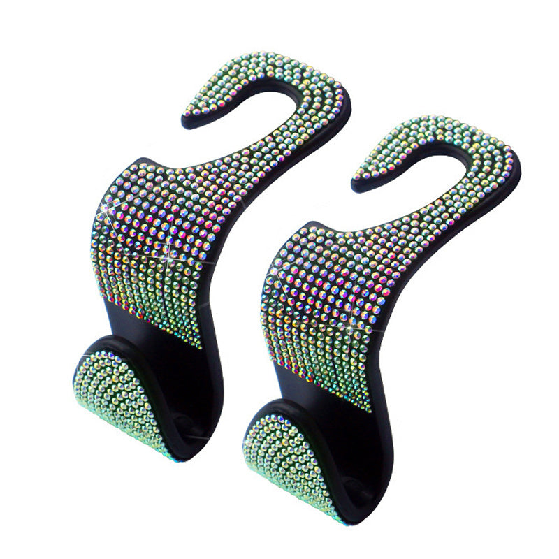 2pcs Artificial Diamond Car Hook, Car Hidden Car StoraHook Creative Car Seat Hook Hanger Car Accessories For Women