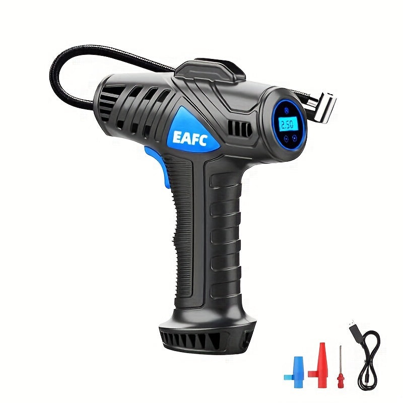 Portable Air Compressor: 150PSI Cordless Car Tire Inflator Pump With Pressure Gau&amp; Light - Perfect For Cars, Motorcycles &amp; Bicycles!