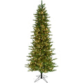 Fraser Hill Farm 9 Ft. Carmel Pine Slim Artificial Christmas Tree with Clear LED String Lighting