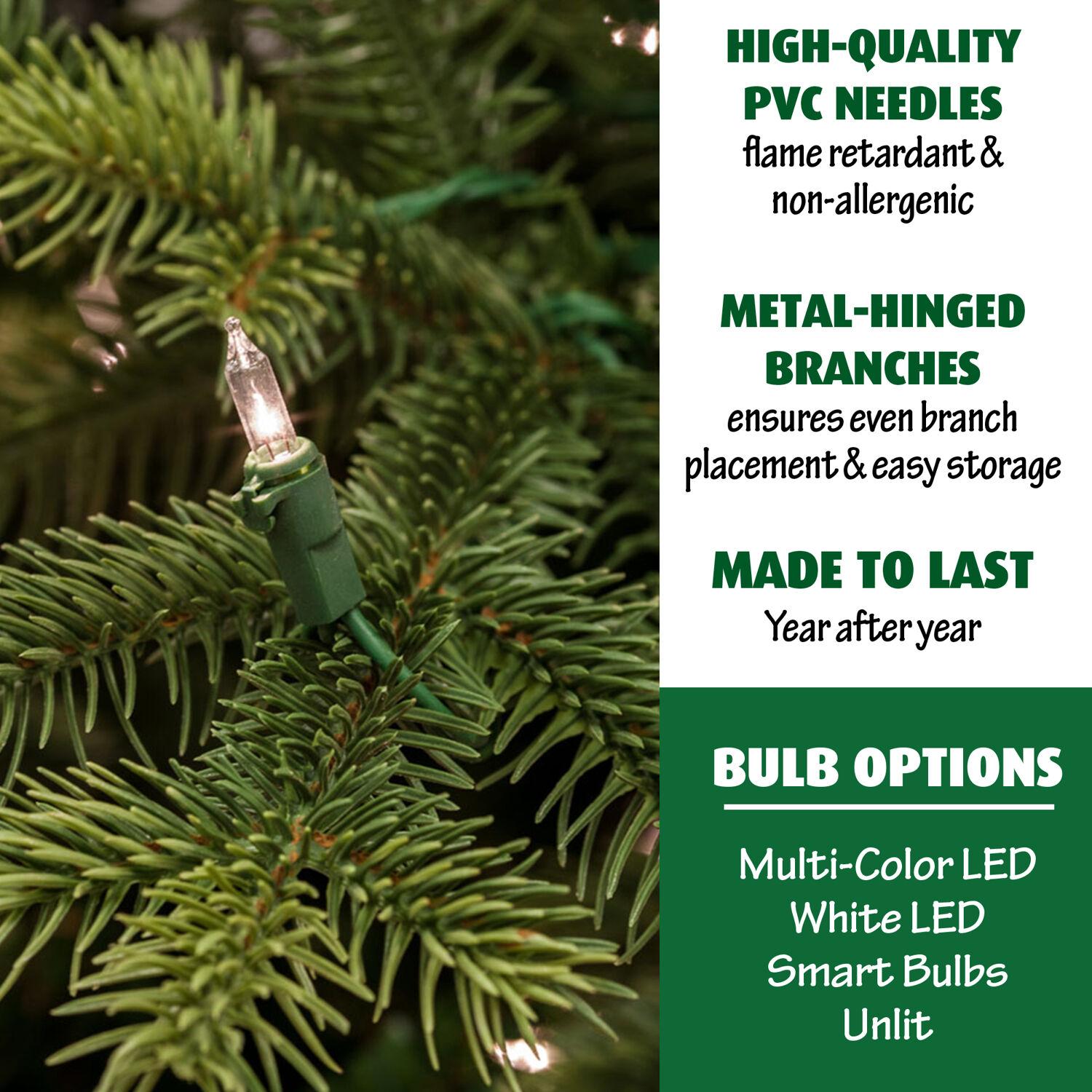 Fraser Hill Farm 9 Ft. Carmel Pine Slim Artificial Christmas Tree with Clear LED String Lighting