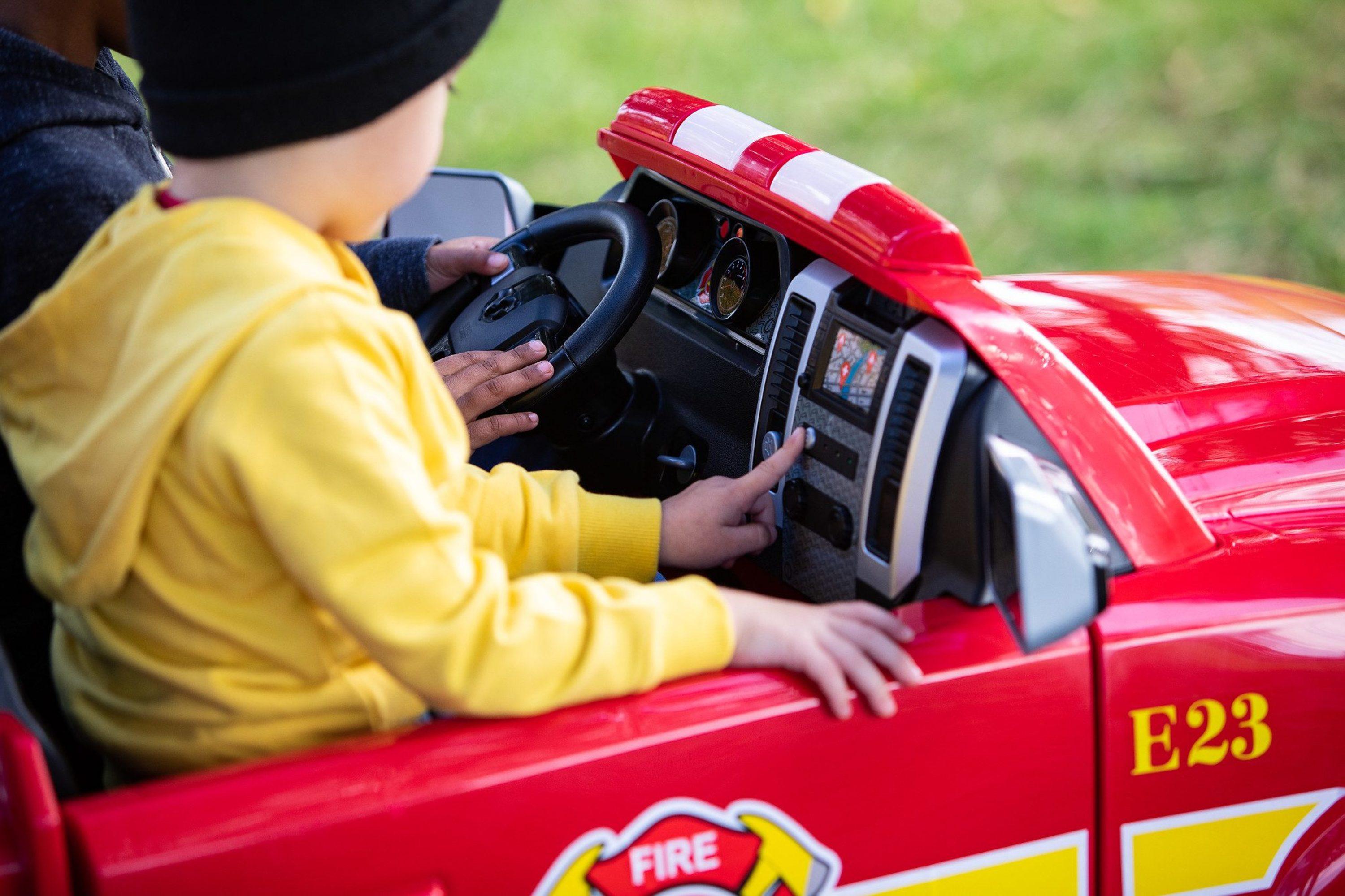 RAM 3500 Fire Truck Ride-On Toy Car by Kid Trax, red