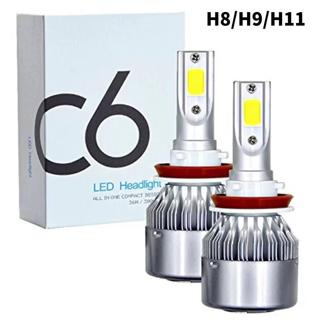 1 Pair Car Lights C6 LED Headlight Bulbs for H1 H3 H4 9003 H7 H8 H9 H11 H13/9008 H16 HB3 880/881 H27