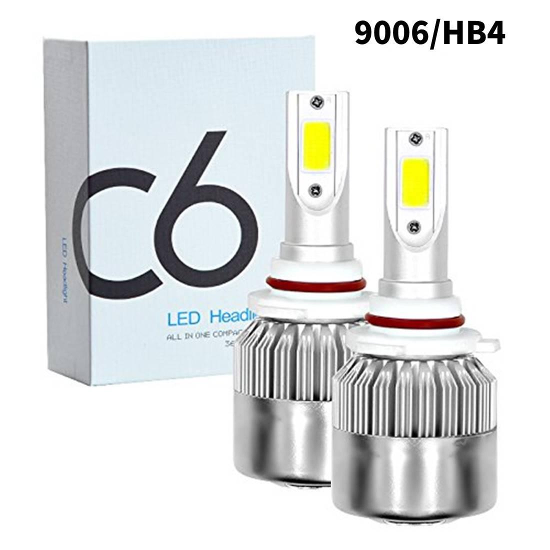 1 Pair Car Lights C6 LED Headlight Bulbs for H1 H3 H4 9003 H7 H8 H9 H11 H13/9008 H16 HB3 880/881 H27