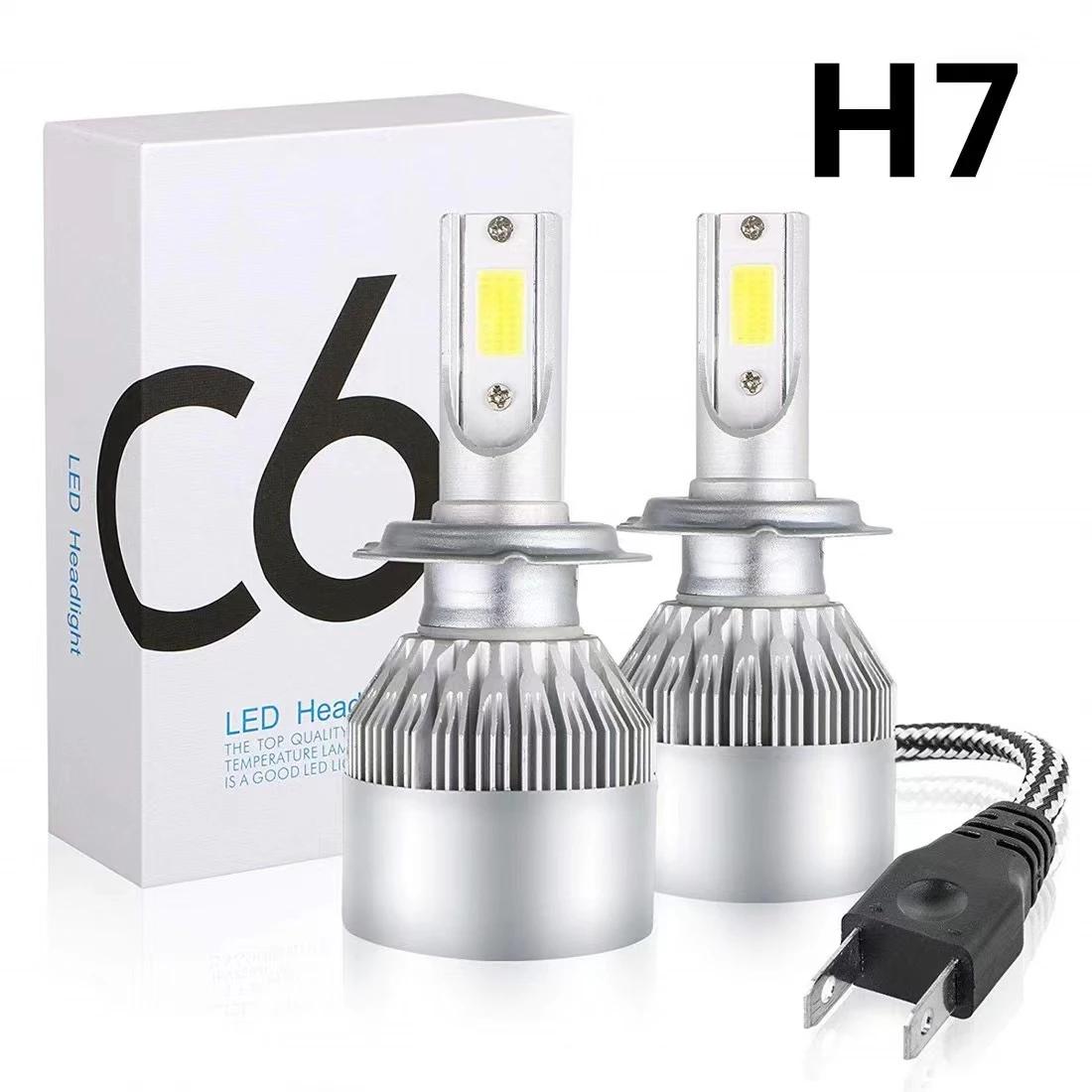 1 Pair Car Lights C6 LED Headlight Bulbs for H1 H3 H4 9003 H7 H8 H9 H11 H13/9008 H16 HB3 880/881 H27