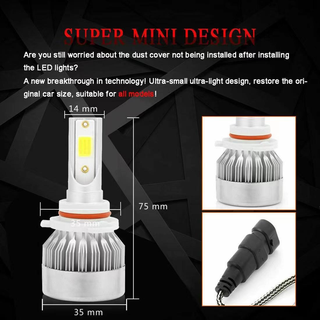 1 Pair Car Lights C6 LED Headlight Bulbs for H1 H3 H4 9003 H7 H8 H9 H11 H13/9008 H16 HB3 880/881 H27