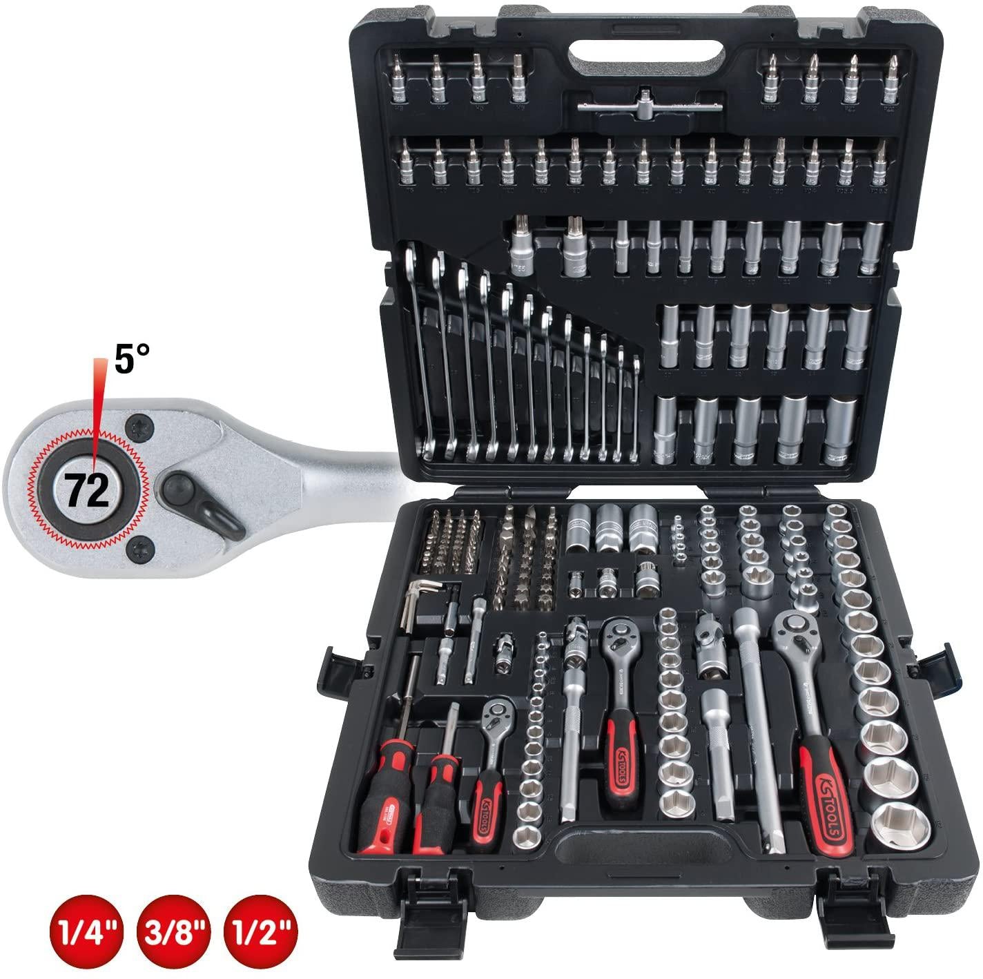 SK Hand Tool 4042146423172 1/4" + 3/8" + 1/2" Socket Set, 216 Piece, NULL, Clear