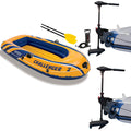 Challenger 2 Inflatable Raft Set &amp; 2 Transom Mount 8 Speed Trolling Motors