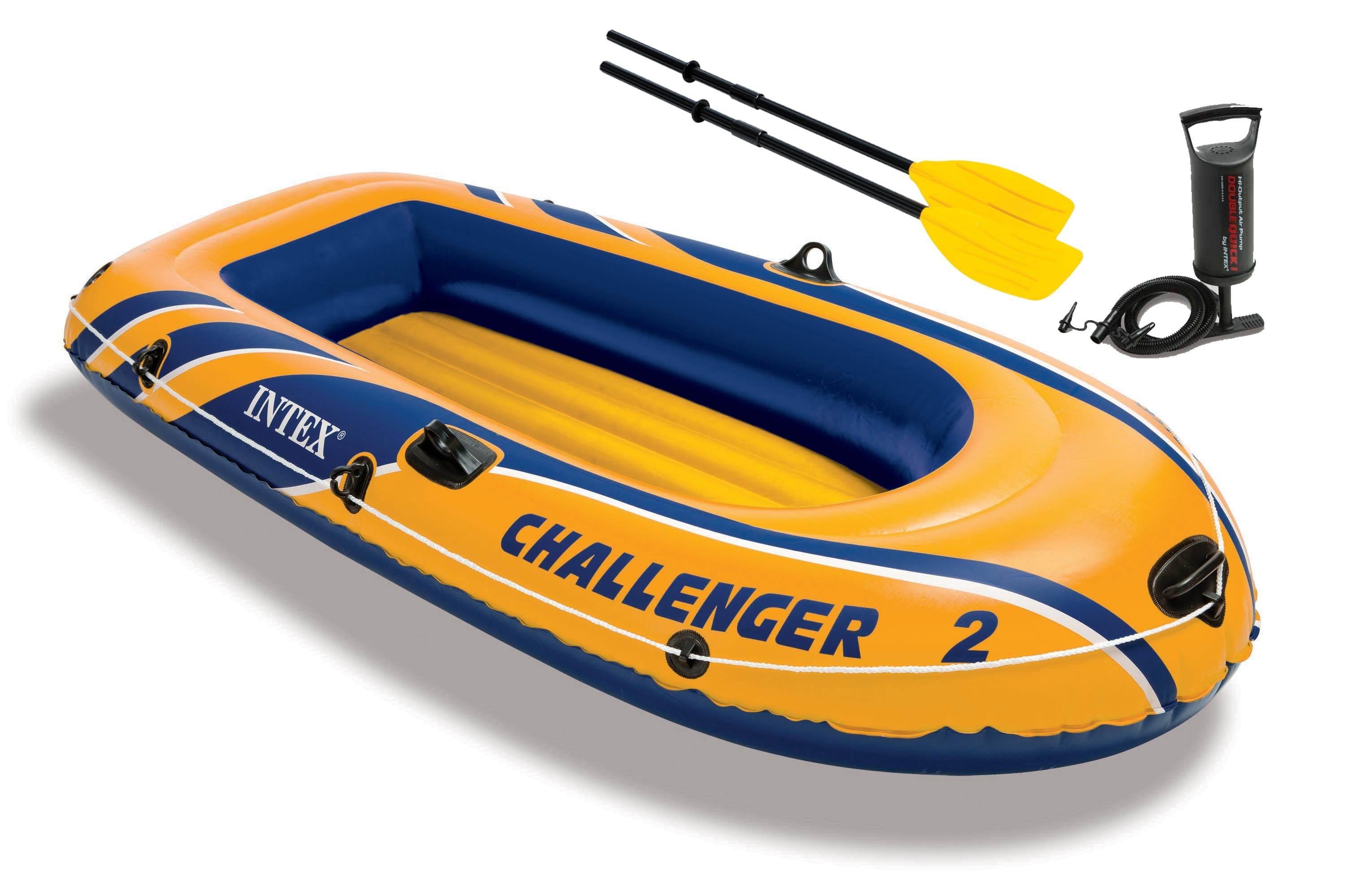 Challenger 2 Inflatable Raft Set &amp; 2 Transom Mount 8 Speed Trolling Motors
