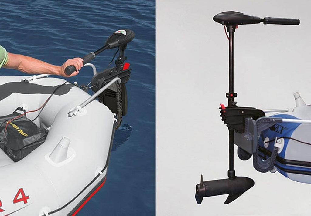 Challenger 2 Inflatable Raft Set &amp; 2 Transom Mount 8 Speed Trolling Motors