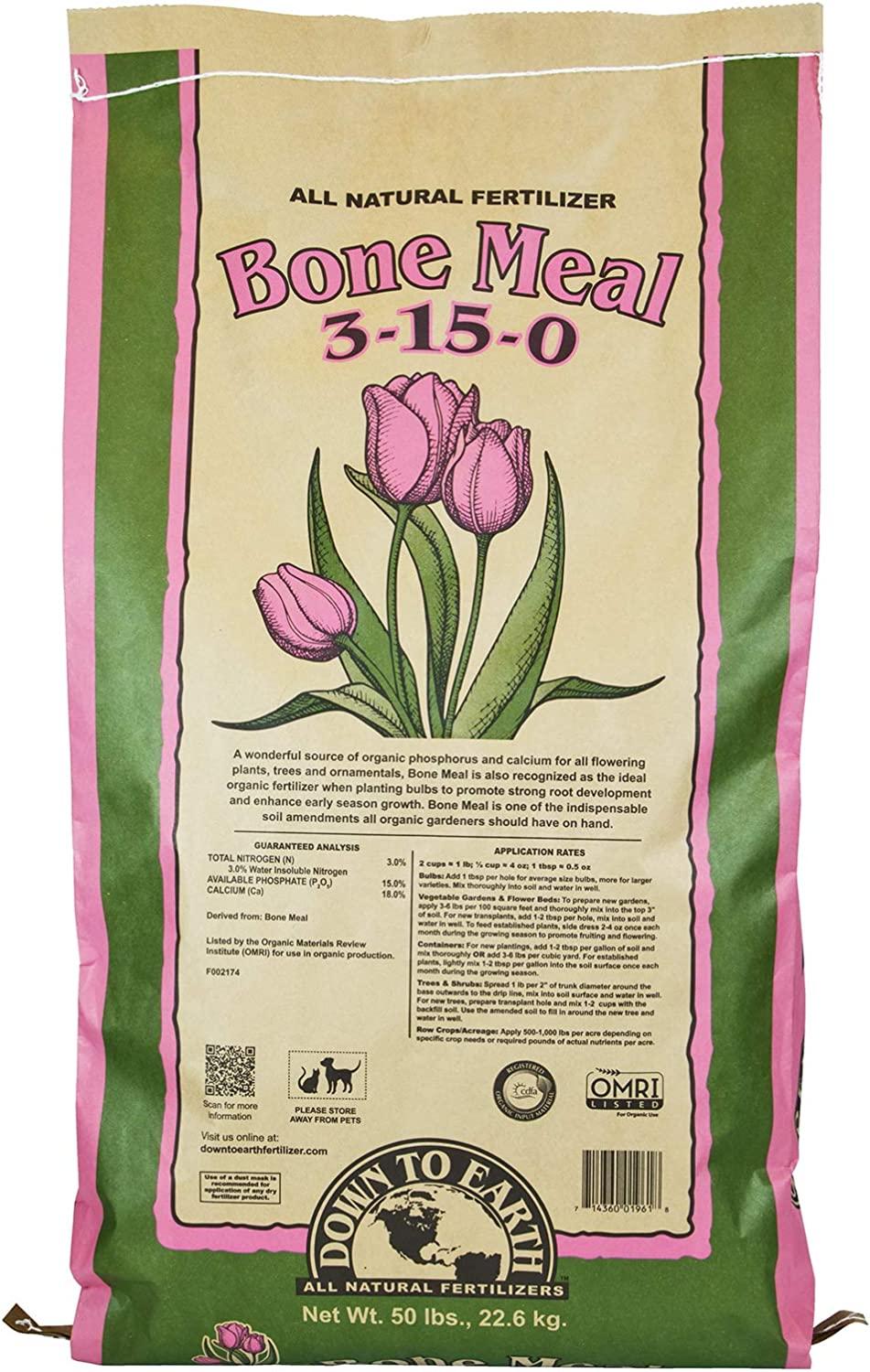 Down to Earth Organic Bone Meal Fertilizer 3-15-0, 50 lb
