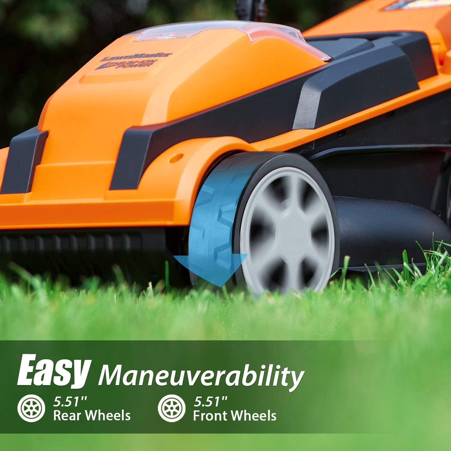 LawnMaster CLM2413A Cordless 13-Inch Lawn Mower 24V Max Lithium-Ion with 4.0Ah Battery and Charger