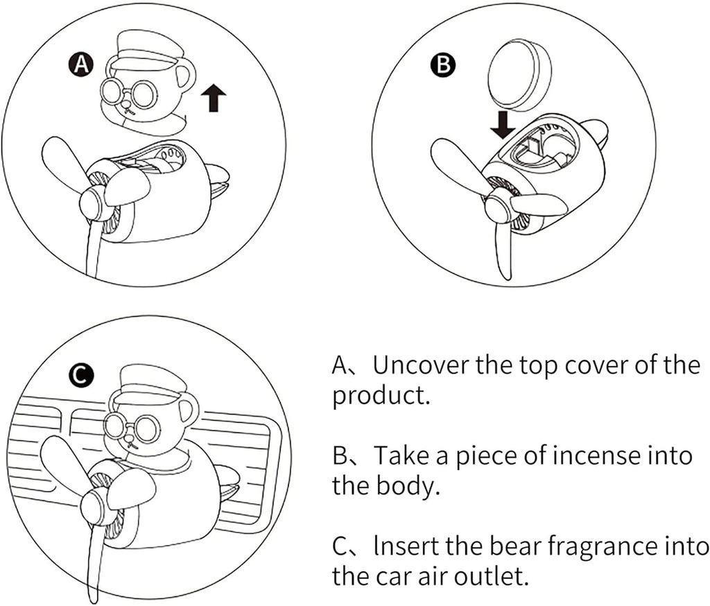 Cacacece Car Air Fresheners Cartoon Teddy Bear Pilot Automotive Air Outlet Creative Car Perfume Diffuser