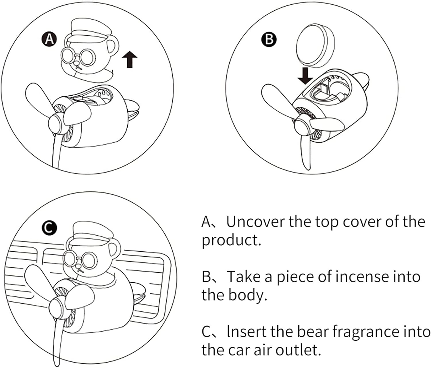 Cacacece Car Air Fresheners Cartoon Teddy Bear Pilot Automotive Air Outlet Creative Car Perfume Diffuser