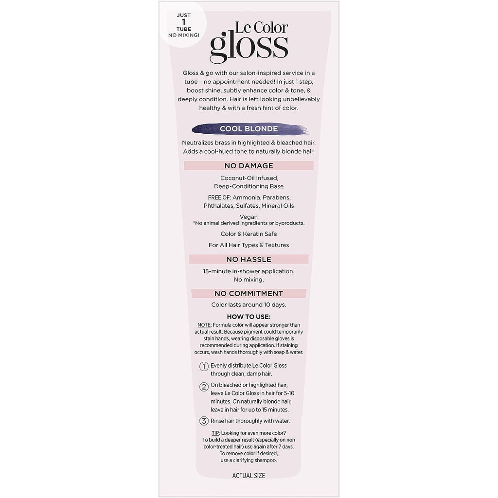 L’Oréal Paris Le Color One Step Hair Toning Gloss, Cool Blonde, 4 Ounce