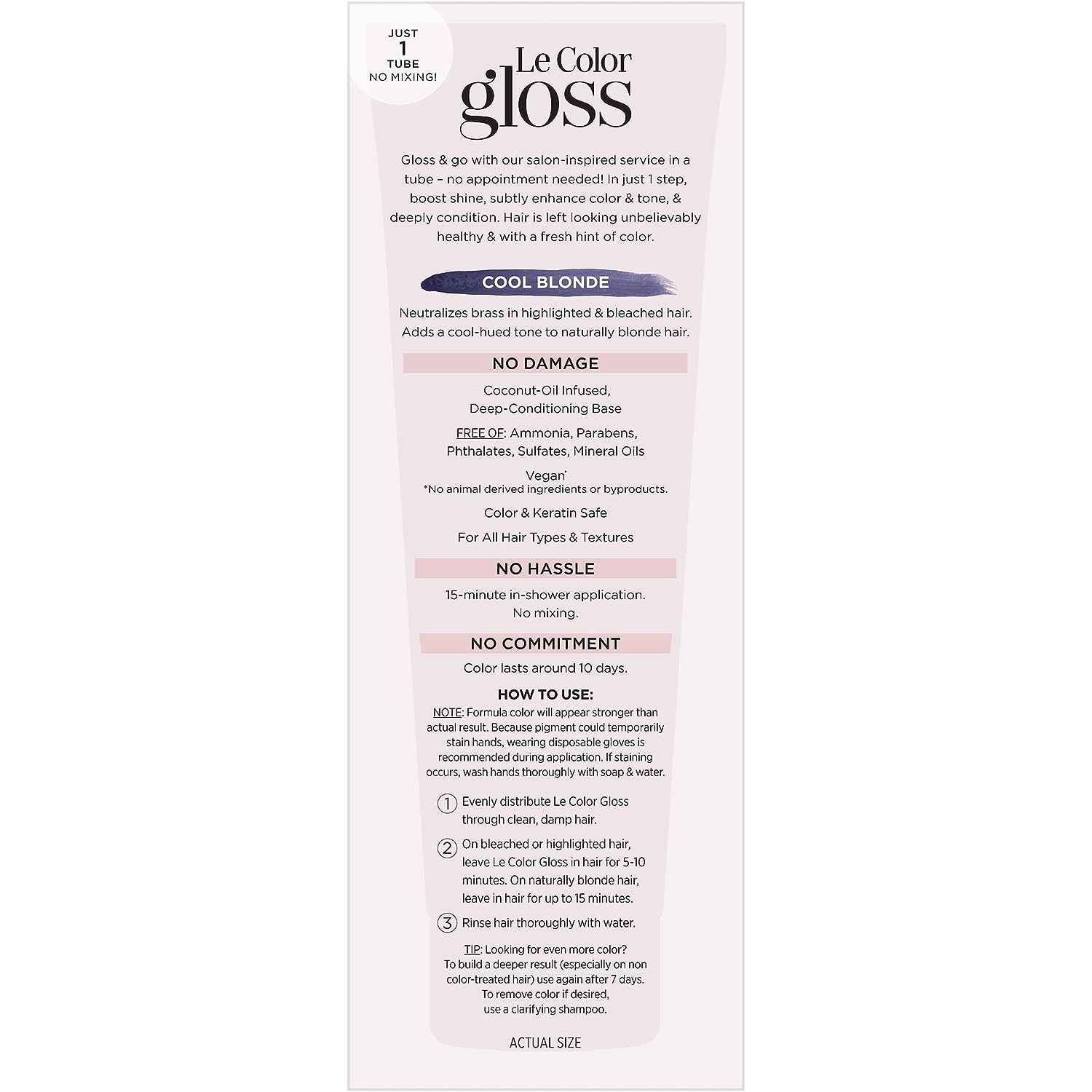 L’Oréal Paris Le Color One Step Hair Toning Gloss, Cool Blonde, 4 Ounce