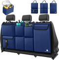 Car Trunk Organizer with Cooler, Hanging Car Organizers and Storage with Large Pockets, Zippers Detachable Seat Back Organizers Storage, Waterproof Car Storage Trunk Organizer for Jeeps, SUVs, Blue