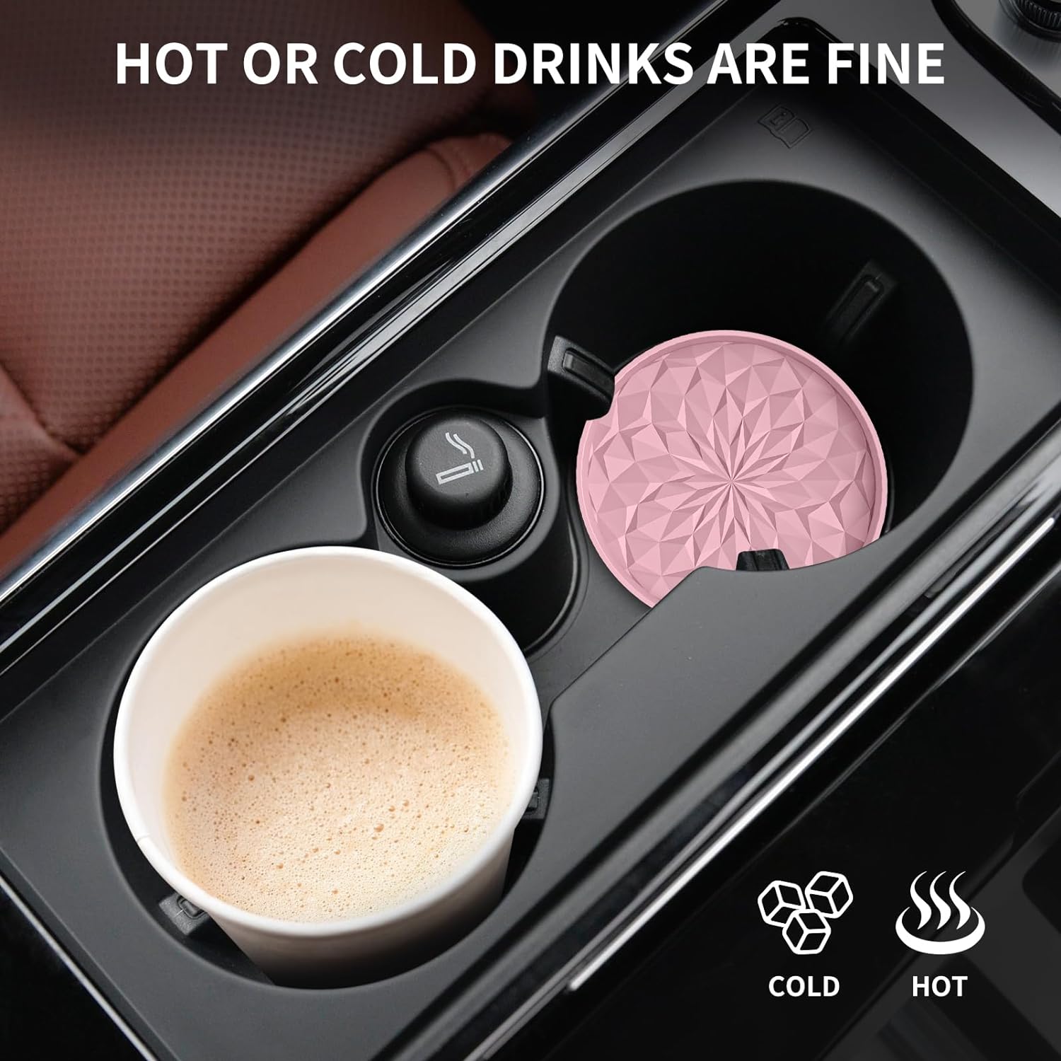 Car Cup Coaster [4 Pack] ME.FAN Silicone Car Coasters/Cup Mats - 2.75In Universal Non-Slip Recessed Car Interior Accessories - Car Cup Holder Insert Coasters Dusty Rose