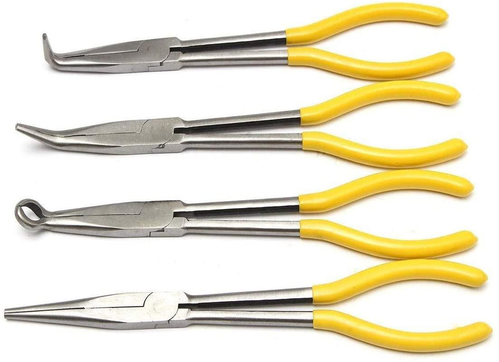 LFDHSF Pliers Tool Pliers Hand Tool， 4Pcs 11 inch Bent Mechanic Equipment Hand Tool Set Extra Long Nose Pliers Straight