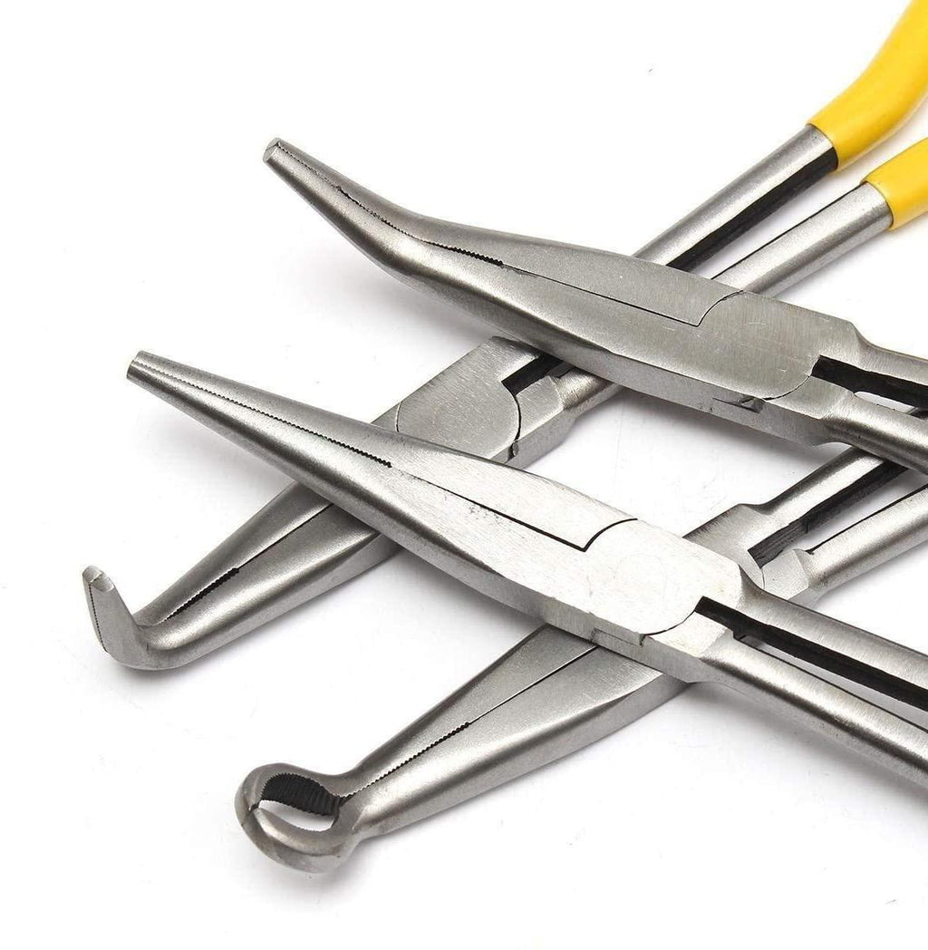 LFDHSF Pliers Tool Pliers Hand Tool， 4Pcs 11 inch Bent Mechanic Equipment Hand Tool Set Extra Long Nose Pliers Straight