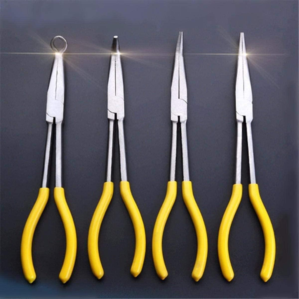 LFDHSF Pliers Tool Pliers Hand Tool， 4Pcs 11 inch Bent Mechanic Equipment Hand Tool Set Extra Long Nose Pliers Straight